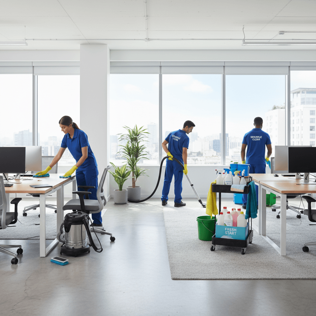 WE R CLEANERS INC. team cleaning a corporate office